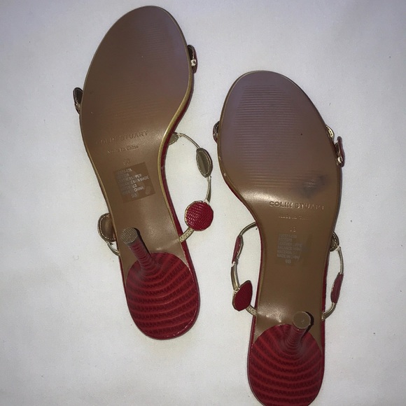 COPY - Colin Stuart red & gold strappy high heel sandal 9 - Picture 4 of 8